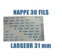 Nappe flexible FPC plate 30 fils AWM, pas 1mm, longueur 200mm largeur 31mm. Connecteurs sur la même face de la nappe FPC