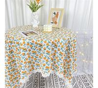 Nappe florale ronde - Nappe de table décorative en coton avec pompons de petite taille 40 x 60 cm, parfaite pour les fêtes de cuisine et la décoration d'intérieur (couleur : A)