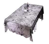 Nappe Gothique Noir Dentelle Toile d'Araignée, Rectangle de 122x244cm, Intérieur Extérieur Décoration de Fête d'Halloween