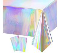 Nappe holographique Table irisée Couverture de Table jetable Brillante Nappe en Plastique pour décor de fête 137 * 274cm 2pcs Arc en Ciel