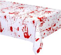 Nappe Horreur Empreinte de main sanglante blanc-rouge 274x137cm