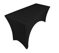 Nappe/housse en élasthanne extensible avec un côté dégagé en arc pour table de 1,8 m, buffet/DJ, 183 x 75 x 75 cm