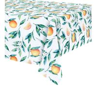 Nappe imperméable - EXCELLENT HOUSEWARE - 180x130 cm - Résistante aux taches - Motif oranges - Polyester - Blanche