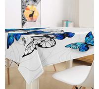 Nappe imperméable moderne en polyester facile d'entretien et résistante aux taches pour la maison, la cuisine et le jardin (Papillon bleu, 60 x 60 cm)