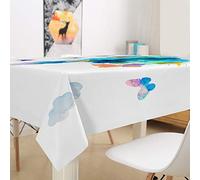 Nappe imperméable moderne, rectangulaire, facile d'entretien, résistante aux taches, imprimé papillon, en polyester, idéale pour la cuisine et le jardin, bleu turquoise, 140 x 240 cm