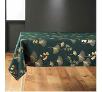 Douceur d'Intérieur Nappe imprimée métallisée Bloomy – Polyester – 150 x 240 cm – Vert & Or