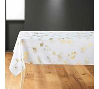 Douceur d'Intérieur – Nappe Bloomy – Imprimé métallisé – 150 x 300 cm – Blanc & Or