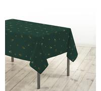 Douceur d'Intérieur, Nappe de Fête Rectangle (150 x 300 cm) Sapin Vert/Or, Polyester Imprimé Métallisé