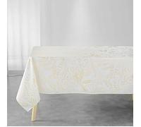Douceur d'Intérieur - Nappe imprimée déco Belflor - 150 x 300 cm - Blanc