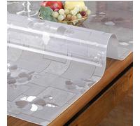 Nappe imprimée Épaisseur 1.5mm,Film de Table en PVC Imperméable Transparent Givré Nappe Salle Manger,Salon Bureau,Toile Cirée Lavable Anti-Graisse,étanche à L'eau Film Doux Protection (A,80x200cm)