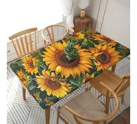 Nappe imprimée tournesols avec bords élastiques - 1,5 m - Résistante à l'eau pour cuisine, salle à manger, fête, pique-nique, nappe décorative en tissu 152 x 76 cm