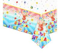 Nappe Joyeux 5ème Anniversaire pour Bébé et Enfant, 137 x 274 cm Rectangle Nappe « Happy 5th Birthday » pour Enfants, Plastique Nappe de Table pour Fête d'Anniversaire de Mariage, Fournitures de Table