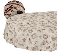 Nappe Lavable - Effet Lotus - Facile d'entretien - en Coton et Polyester - Anti-Taches - pour l'extérieur - Café - Ovale - 180 x 140 cm