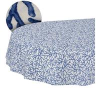Nappe Lavable - Effet Lotus - Facile d'entretien - en Coton et Polyester - Anti-Taches - pour l'extérieur - Corail - Bleu - Ovale - 180 x 140 cm