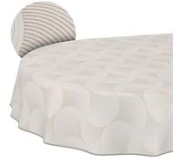 Nappe Lavable, Effet Lotus - Facile d'entretien - en Coton et Polyester - Anti-Taches - pour l'extérieur - Curva - Gris - Ovale - 180 x 140 cm - avec Ruban passepoilé