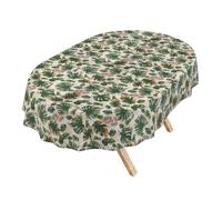 Nappe Lavable - Effet Lotus - Facile d'entretien - en Coton et Polyester - Anti-Taches - pour l'extérieur - Motif Jungle - Ovale - 220 x 140 cm
