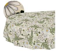 Nappe Lavable - Effet Lotus - Facile d'entretien - en Coton et Polyester - Anti-Taches - pour l'extérieur - Motif Feuilles de Camomille - Ovale - 200 x 140 cm