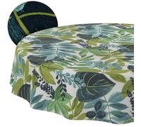 Nappe Lavable - Effet Lotus - Facile d'entretien - en Coton et Polyester - Anti-Taches - pour l'extérieur - Tropique - Ronde - 140 cm