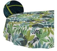 Nappe Lavable - Effet Lotus - Facile d'entretien - en Coton et Polyester - Anti-Taches - pour l'extérieur - Tropique - Ovale - 200 x 140 cm
