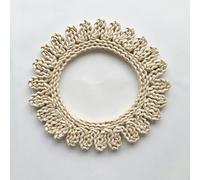 Nappe lavable, Napperons tissés en forme de fleur 30-33cm, napperons cosse maïs naturelle, rotin tressé paille, chargeurs Table à la main(Hollow,33cm)