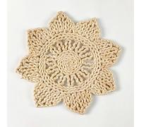 Nappe lavable, Napperons tissés en forme de fleur 30-33cm, napperons cosse maïs naturelle, rotin tressé paille, chargeurs Table à la main(Flower1,33cm)