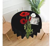 Nappe lavable ronde imprimée de fleurs rouges, parfaite pour protéger et décorer votre table de salle à manger