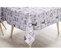 NAPPE LIMA © en toile cirée plastifiée lavable hydrofuge en PVC Lavande Made in Italy - 140 x 220 x 8 personnes