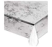 Nappe moderne transparente antitaches à fleurs, noir et blanc, largeur 140 cm, au mètre mod.LUX6