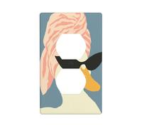 Nappe murale décorative pour interrupteur de cuisine ou salle de bain Motif canard portant une serviette à cheveux rose 7 x 11,4 cm