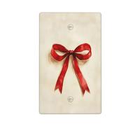 Nappe murale simple avec nœud rouge sur fond beige uni pour interrupteur mural vierge 1 gang pour cuisine, salle de bain, taille 11,4 x 7 cm