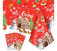 Nappe Noel,3 Pcs Noël Nappes Décorations Set, Noël Thème Fête Nappes | Nappe Festive de Noël & Snowflake Nappes Noël, pour Decoration Noel Interieur & Decoration Noel Exterieur (Rouge)