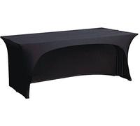 Nappe noire en elasthanne extensible avec un cote archee arc pour table 183 x75 x75 cm . dj buffet spandex elastique