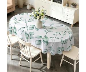 Nappe Ovale 300 x 150 cm Feuilles d'Eucalyptus, Imperméable et Anti-tache, Nappe de Table Lavable Botanique Printemps, Linge de Table Décoration pour Cuisine Salle à Manger Jardin Terrasse Balcon Y-10