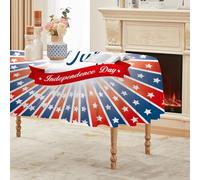 Nappe Ovale 4th of July 160x200cm, Motif Étoiles, Nappe de Vacances/Saisonnière, Table Nappe Independence Day Festif Anti Tache Impermeable, Pour Fête Dîner de Famille Décoration de Table AF79