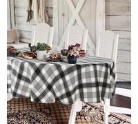 Nappe Ovale à Carreaux de Buffle, Style Rustique Classique, en Polyester, imperméable, pour décoration de Cuisine de Style Rustique/Tables d'intérieur et d'extérieur/fête/Pique-Nique, Noir et Blanc,