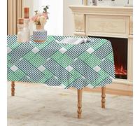 Nappe Ovale Bleu Vert 160x200 cm, Moderne Géométrique Texture Tissée,Nappe Anti Tache Impermeable, pour Mariage, Décoration de Table, Jardin, Fête, Anniversaire, Noël, Conférences, Foires A217