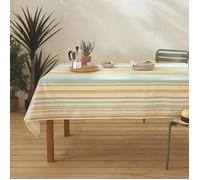 Nappe ovale coton enduit rayures basque Bleu 170x240 cm