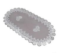 Nappe ovale en dentelle brodée pour salon, table basse ou armoire - 50 x 110 cm - Polyester jacquard satiné avec tissu de gaze absorbant l'humidité - Lavable en machine (C)