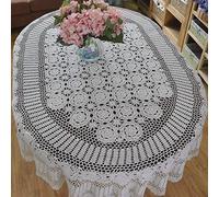 Nappe ovale en dentelle faite à la main pour salle à manger - Blanc - Décoration de table élégante - 180 x 240 cm - Taille parfaite pour les fêtes et événements