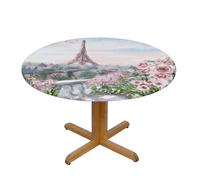 Nappe ovale résistante aux taches avec motif Tour Eiffel de Paris avec fleurs pour la maison