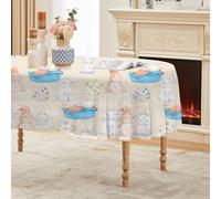 Nappe Ovale Rose Timide 180x240 cm, Lapin de Pâques Panier à Œufs Floral,Nappe Anti Tache Impermeable, Pour Mariage, Décoration de Table, Jardin, Fête, Anniversaire, Noël, Conférences, Foires A362