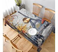Nappe Paris Street Eiffel Tower Painting Printed Nappe De Table Anti Tache Nappes Rectangle Tablecloth pour Jardin Fête Dîners 137X183CM