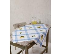 Nappe Permin Kit de broderie au point de croix "Citron et fleurs", motif à compter, 85x85cm
