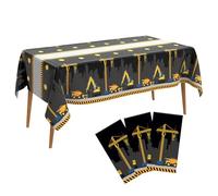 Nappe pour anniversaire, nappe en plastique rectangulaire, nappe anti-taches, 3 pièces, nappe jetable, nappe noire, pour décoration de diplôme, fête d'anniversaire, fête de peinture, 137 x 274 cm