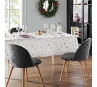 Nappe pour Noel Rectangulaire Brillante Argentée - Nappe de Table Anti-tâches et Lavable, Décoration de Fêtes, 8 à 10 Couverts, Noël, Table de Repas, Festive (Galax Blanc, 240x150 cm)