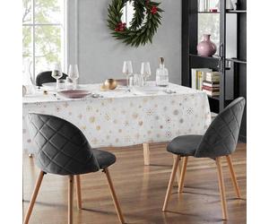 Nappe pour Noel Rectangulaire Brillante Argentée - Nappe de Table Anti-tâches et Lavable, Décoration de Fêtes, 8 à 10 Couverts, Noël, Table de Repas, Festive (Galax Blanc, 240x150 cm)