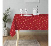 Nappe pour Noël Rectangulaire Brillante Dorée - Nappe de Table Anti-tâches et Lavable, Décoration de Fêtes, 8 à 10 Couverts, Noël, Table de Repas, Festive (Galax Rouge, 240x150 cm)