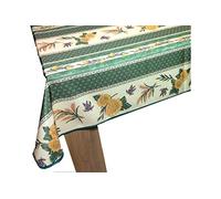Nappe Provençale Rectangle Anti-tâche 150 x 300 cm Tournesol Abeille Vert