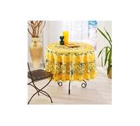 Nappe provençale ronde anti-tâche polyester glycine jaune 180 x 180 cm