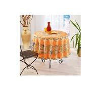 Nappe provençale ronde anti-tâche polyester glycine orange 180 x 180 cm